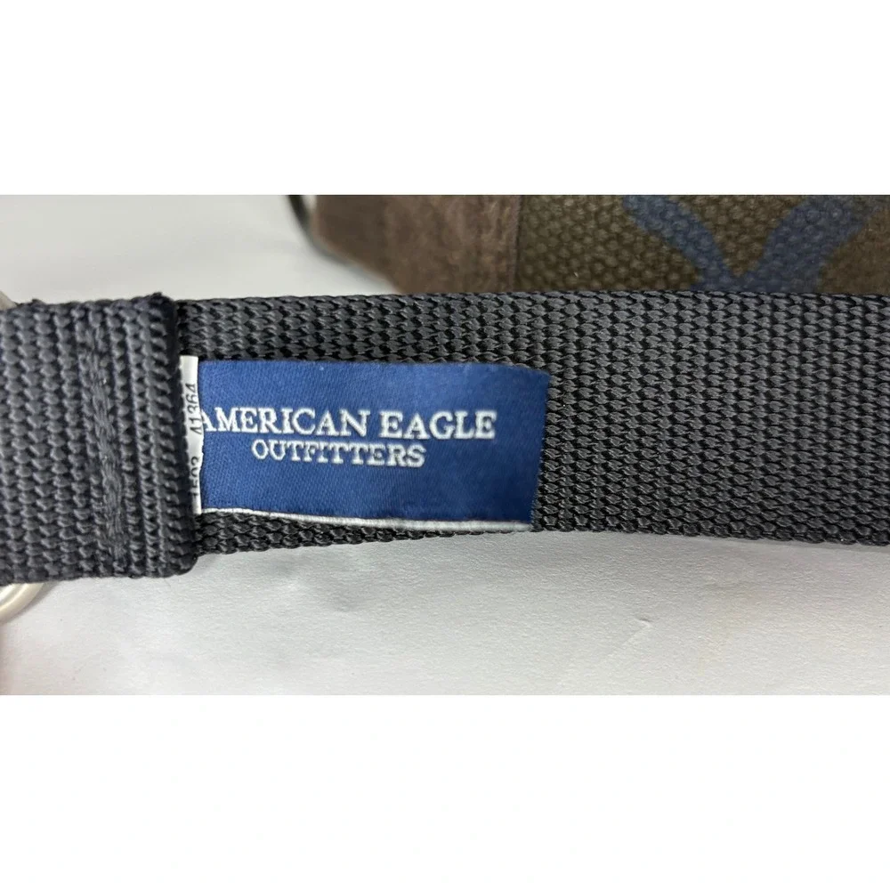 American Eagle Outfitters Mens D-Ring Web Belt Set Black Olive Green M/L M/M